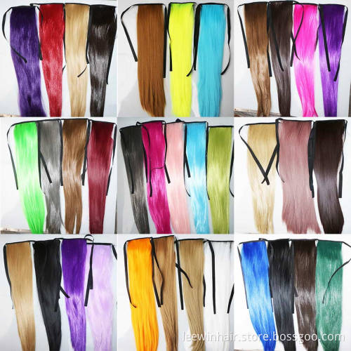 20 inches Synthetic High Temperature Fiber Hair Strappy Ponytail Clip in Hair Extensions Hairpiece